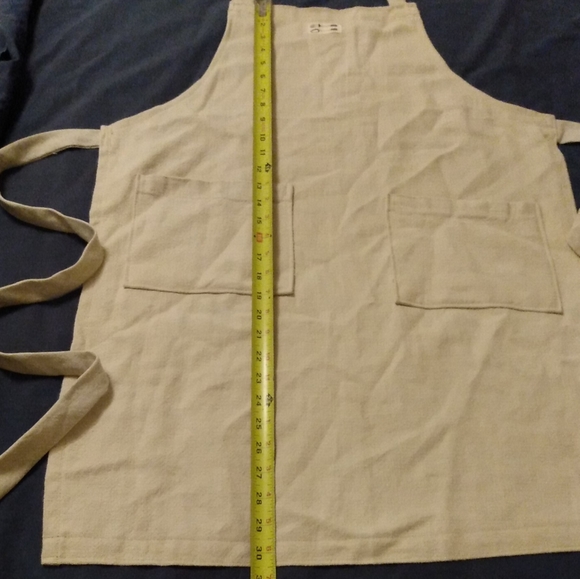 Handmade Flax Linen Grain Sack Apron Natural Oatmeal NEW Farmhouse Eco Boho Chic - Picture 6 of 12